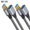 1/2Pcs USB 3.0 Extension Cable Nylon Braided USB‑A Male to Female High‑Speed Data Transfer Cord For Keyboard Mouse U‑Disk Black